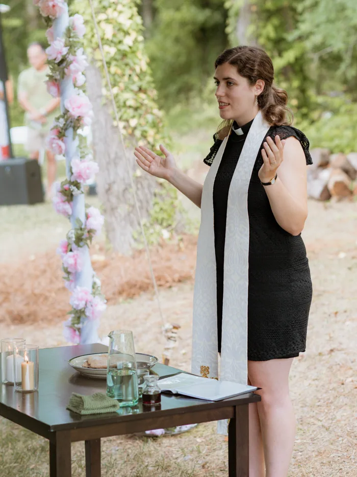 Catherine leading an outdoor service